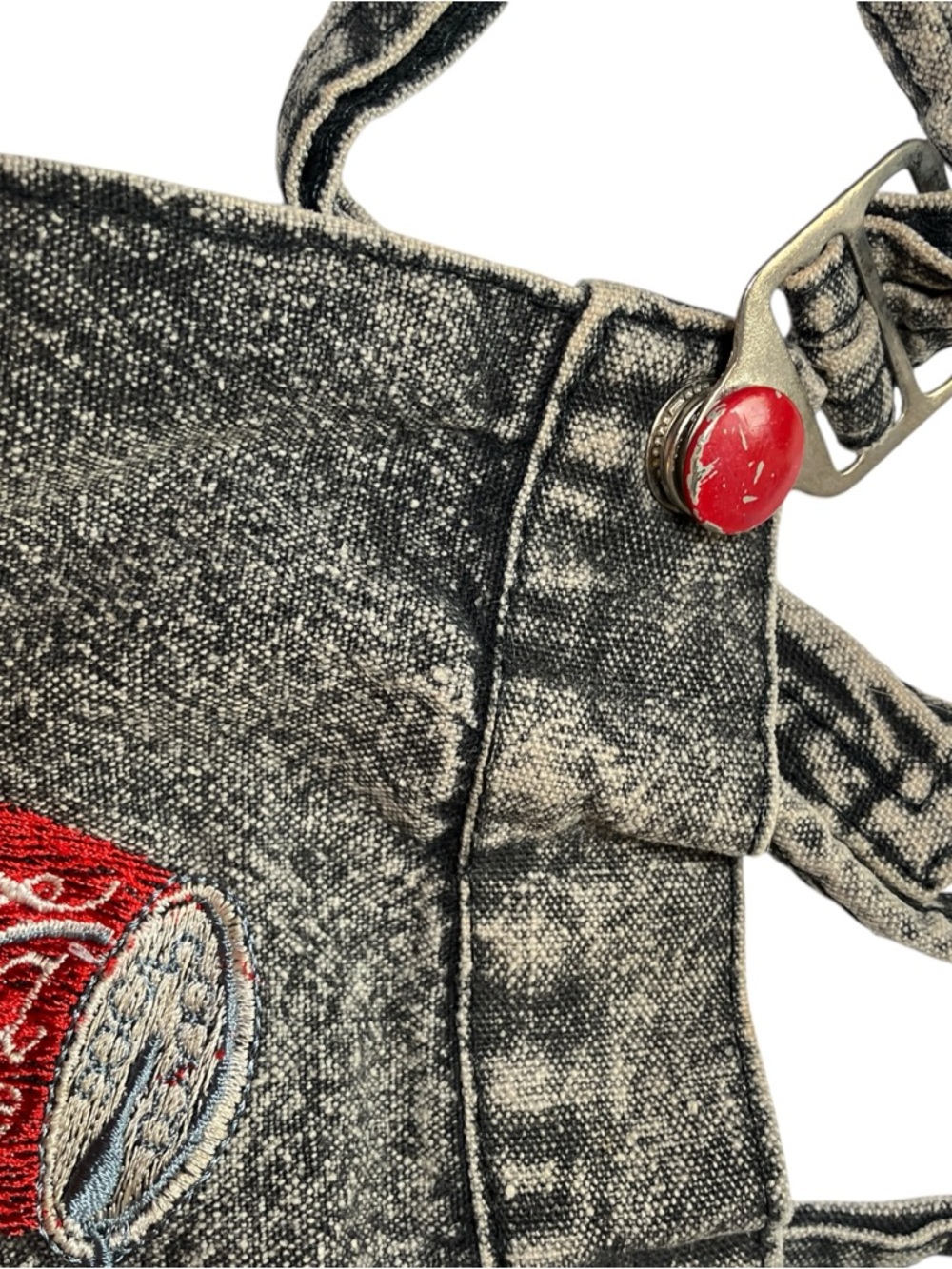 Vintage 80s Coca-Cola Toddler Overalls Acid Wash Plaid 2T - Picture 4 of 13